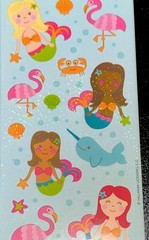 MERMAIDS✨52✨STICKERS✨🌸✨💖✨🪻✨💜✨🌼✨💛✨🦋✨🩵✨6 1/2” X 3”✨4 SHEETS✨HALLMARK✨💫