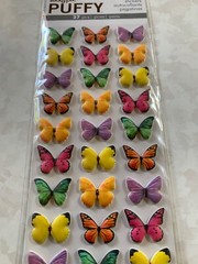 PAPER HOUSE STICKY PIX PUFFY BUTTERFLIES MULTI-COLOR-SHAPES BUTTERFLY PUFFY 27PC