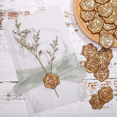 You’Re Invited Wax Seal Stickers, 50 Pack Envelope Seals Self Adhesive Gold for