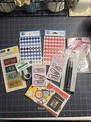 Mixed Lot of Scrapbooking Embellishments, Planner Stickers, Deco Tape, Clips,