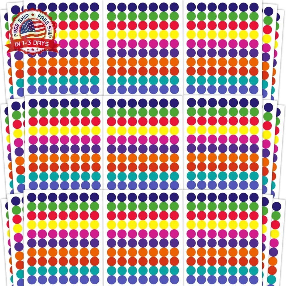 Dot Stickers – 1400 PCS Colored Circle Stickers for Kids | Back to School Suppli