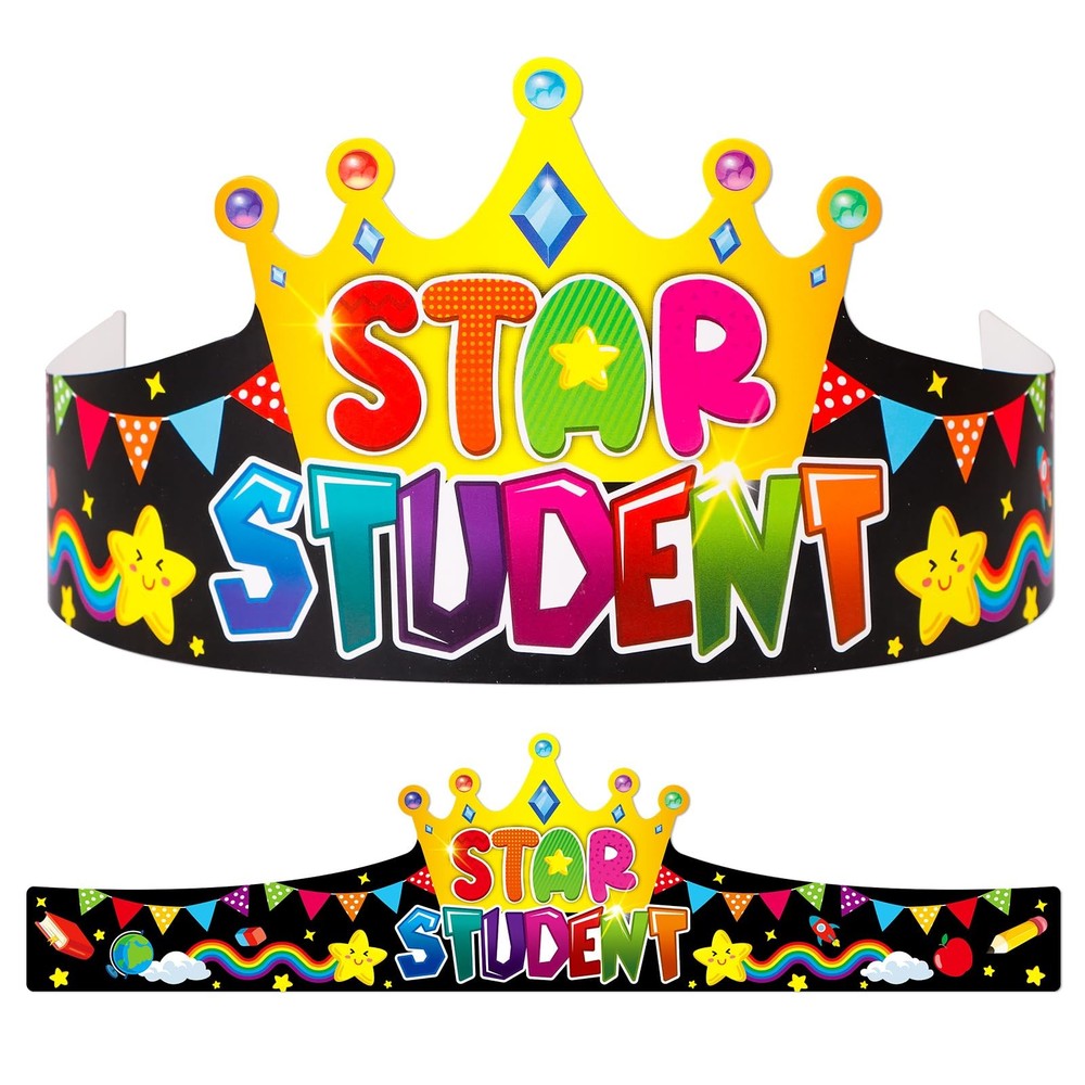 Star Student Crowns for Kids Classroom – 24pcs Star of The Week Paper Crowns …