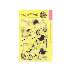 Waffle Flower Acrylic Clear Stamps BIKING GIRLS