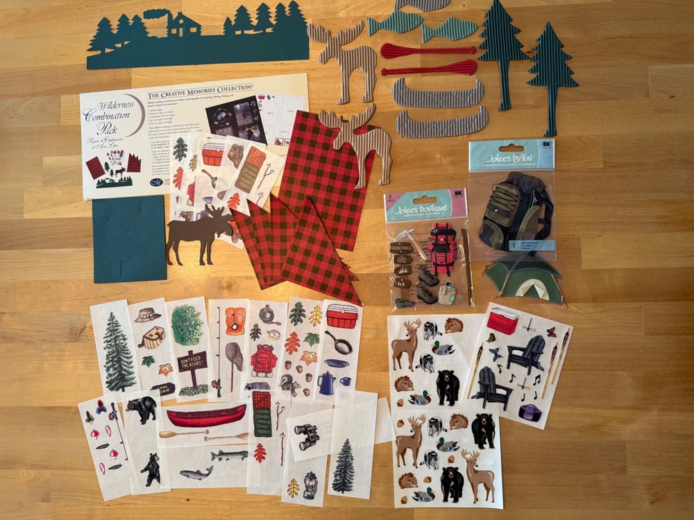 Creative Memories Wilderness Camping Scrapbook Lot Jolee’s Stickers Die Cuts