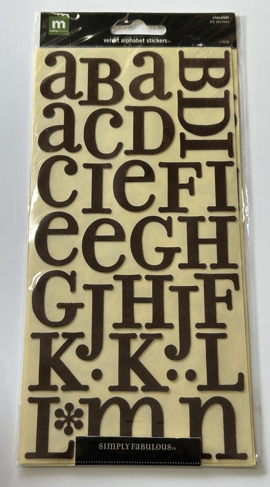 NEW Making Memories BROWN VELVET ALPHABET Stickers 65 Stickers