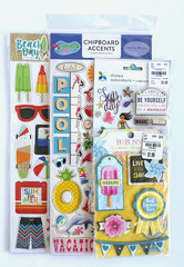 Summer Scrapbooking Kit Chipboard Stickers Die Cuts Beach Theme Lot