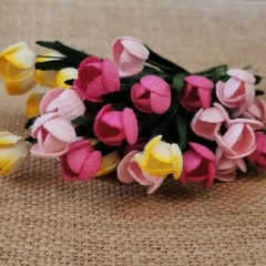 Tulip Flower Mulberry Paper Flower 10 mm. Scrap booking Flower Crafts Handmade