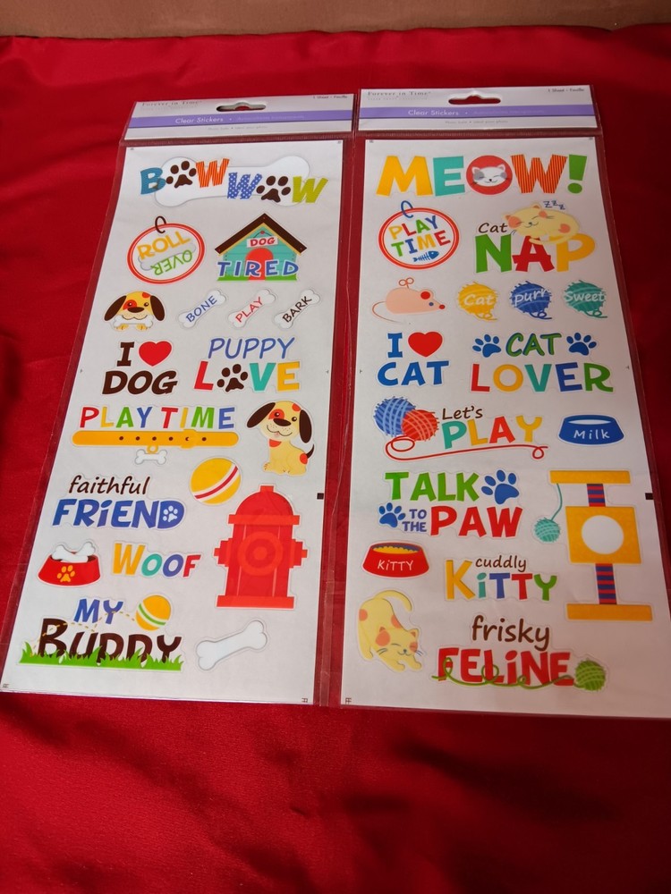 Forever In Time Paper Craft Scrapbook Stickers Cat And Dog NEW