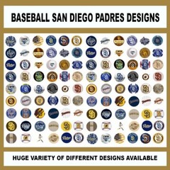 100 Precut BASEBALL PADRES TEAM BOTTLE CAP CHARM TRAY IMAGES 1 inch DESIGNS