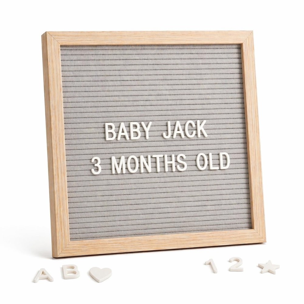 C CRYSTAL LEMON Gray Felt Letter Board 10×10 Inch, 336 Pre-Cut Grey,