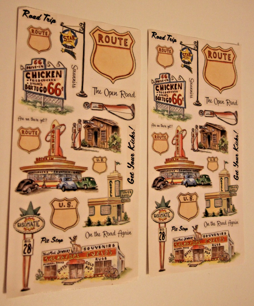 PSX Designs Sticker Sheet SR6066 ROAD TRIP 20 Stickers PERFERCT FOR RTE 66