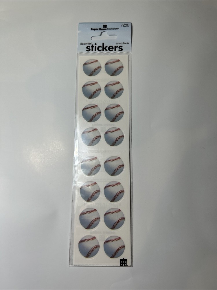 Paper House Productions Stickers ST-2058E Baseballs 2×4