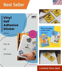Printable Vinyl Sticker Paper for Inkjet Printer – 20 Sheets Glossy Sticker P…