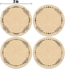 500pcs 2″ Label Stickers for Jars and Lids, 4 Different Wreath Designs, Kraft…