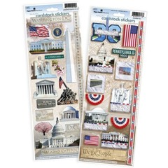 Stickers Cardstock PH 13″ Washington DC X2 White House Lincoln Washington Flags