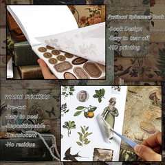 Vintage Aesthetic Washi Stickers and Papers for Scrapbooking, 40 Sheets Ephemera