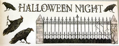 Vintage Halloween Clear Sticker 12″ Cemetery Gate Vultures NOS Tumblebeasts 2003