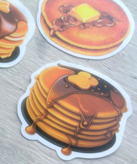Pancake Stickers Maple Syrup Chocolate Breakfast Food Delicious Butter Lot 3 Pcs