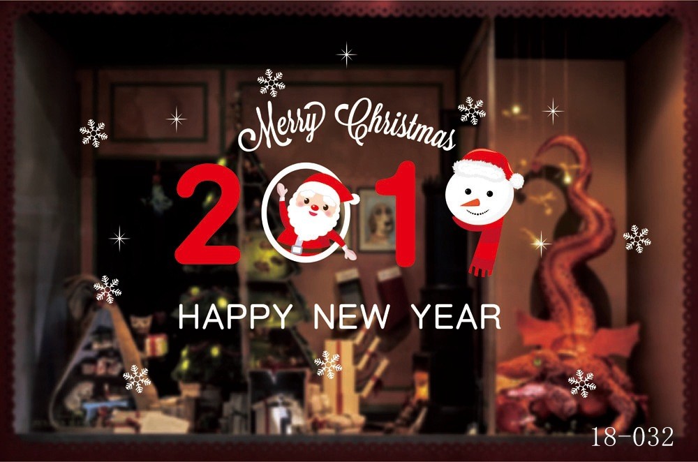 Merry Christmas Holiday Wallpaper Sticker Home Window Decor Store Glass Door