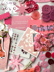 Pink LG Lot Over 140 Pcs scrapbook planner journal junk collage ephemera paper