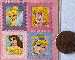 DISNEY PRINCESS STAMP Stickers (26pc)5-1/2″x12″Cinderella•Ariel•Belle •Jasmine•