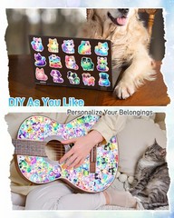 100 Pcs Holographic Rainbow Dog and Cat Stickers 2 in, Pet Designs(100pcs)