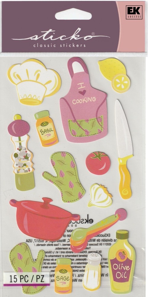 NEW! Sticko flat stickers COOKING Healthy Kitchen theme 69804 FAST FREE ship!