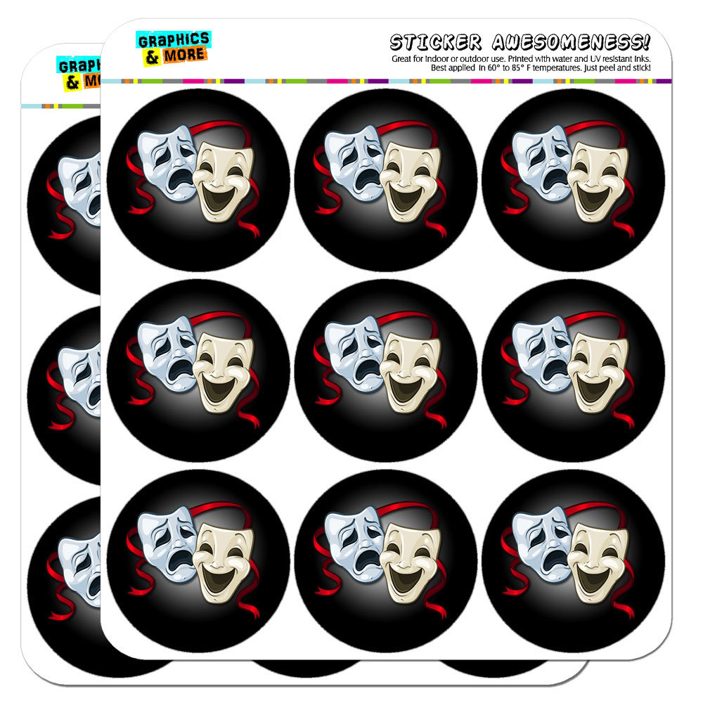 Drama Comedy Tragedy Masks Theater 2″ Scrapbooking Crafting Stickers