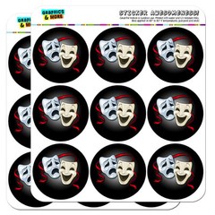 Drama Comedy Tragedy Masks Theater 2″ Scrapbooking Crafting Stickers