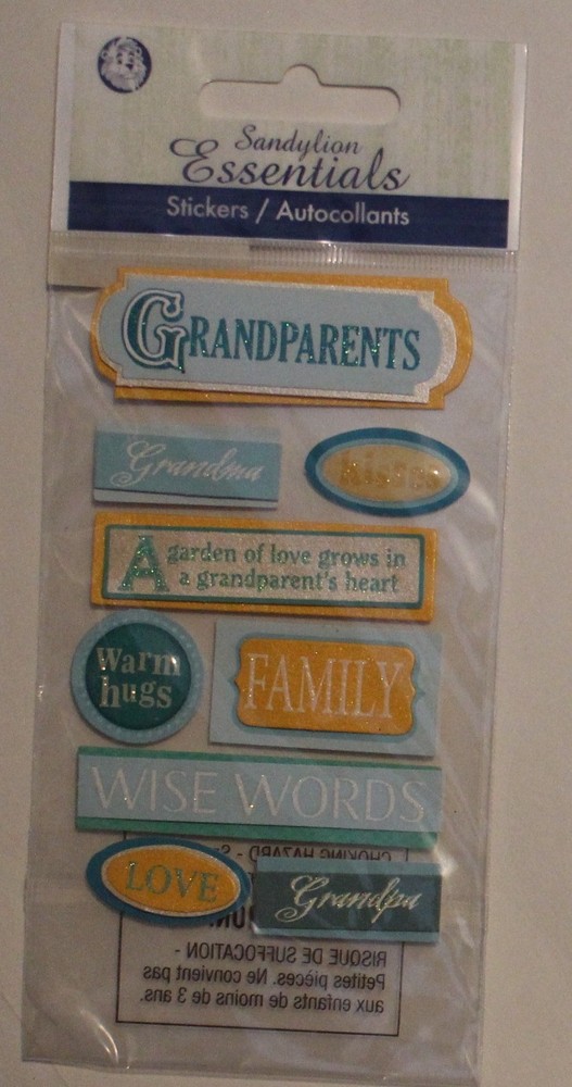 New Dimensional Sandylion scrapbook stickers GRANDPARENTS partial sheet Family