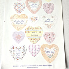 Vintage Sticker Sheet Current Inc Love & Faith Hearts Valentine Floral Country