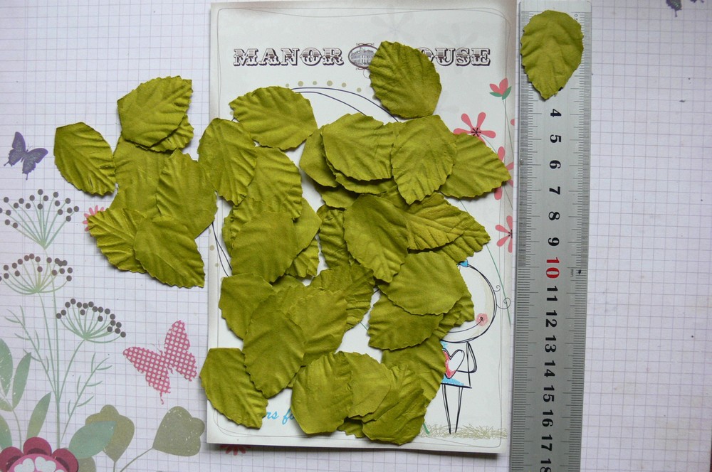 LEAVES Light GREEN MEDIUM 50 Pack Paper – 35mm long x 25mm wide Manor House