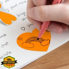 Meitaat Orange Heart Stickers Roll 1.5 Inch