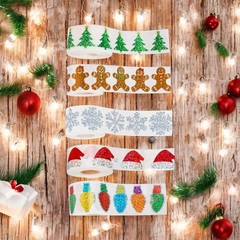 100 PCS Christmas Lights Tree Snow Santa Hat Gingerbread Metallic Foil Stickers