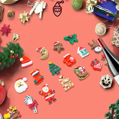 100Pcs Christmas Embellishments Set, Flat Back Bulk Mixed Resin Ornament Scrapbo