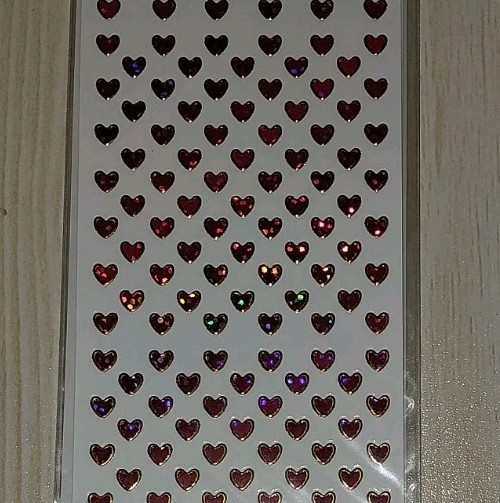 Red Mini Hearts With Gold Trim~ 1,392 Holographic Laser Stickers~VTG 2006~NIP
