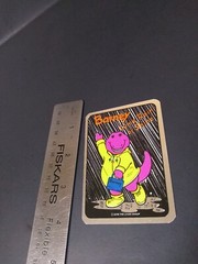 Vintage Stickers Barney Dinosaur Foil Mylar Vending Machine Sticker Reflective