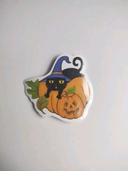 Lot Of 9 Stickers Halloween Pumpkins Black Cats Bats Witches Spooky