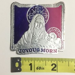 Vintage Christmas Foil Seal Sticker Madonna & Child Joyous Morn Gummed