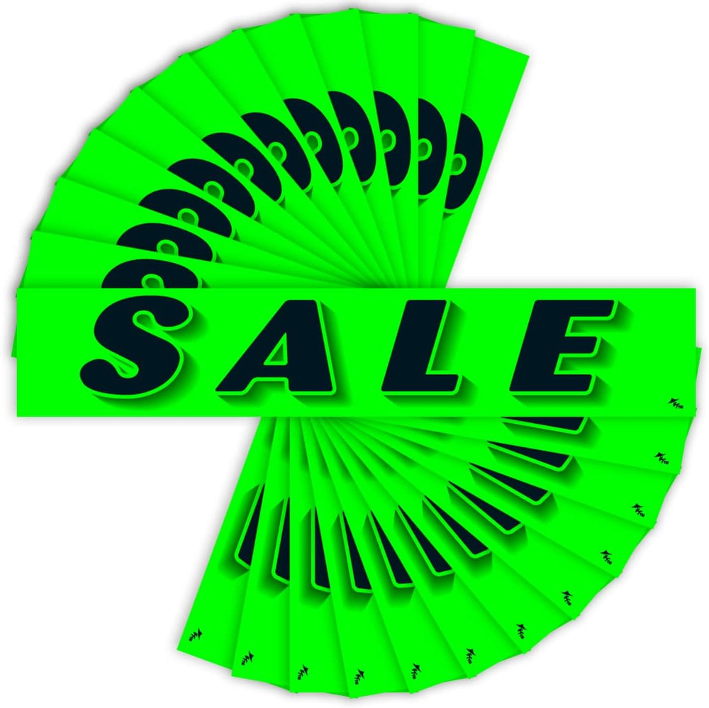 Chartreuse Green Vinyl Slogan Stickers – 12-Pack for Car Dealer Windshield Adver