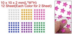 12 Sheet Star Gem Stickers 10mm, Self Adhesive Rhinestone Jewel Sticker 6 Colors