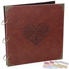 ADVcer 12×12 Photo Album Scrapbook Vintage Leather 3-Ring Binder DIY Memory Book