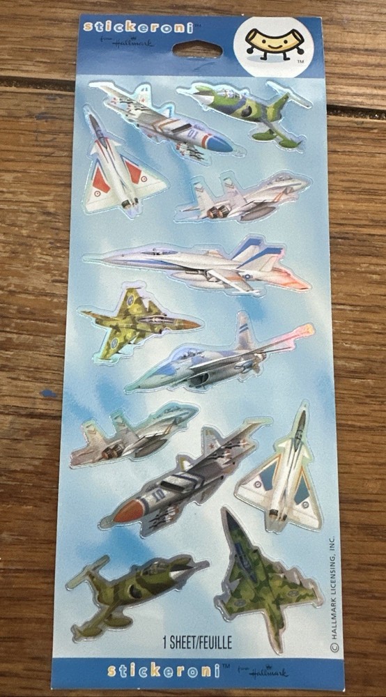 Vintage – Hallmark Stickeroni Heartline – Airplanes – Jets- Stickers 1 Sheet