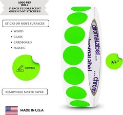 Neon Green Color-Coding Labels, 3/4″, 1,000 Count
