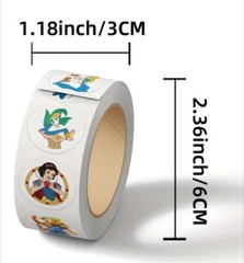 500 pcs Sticker Roll Disney Mickey Princess Pooh Stitch Semi Gloss Self Adhesive