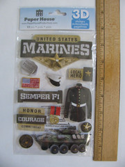 Paper House US MARINES Uniform Semper Fi Honor Tank Flag 3D Stickers NOS