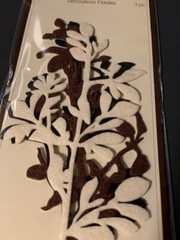3D RECOLLECTIONS WHITE BROWN FELT FLORAL EMBELLISHMENTS 3 PCS RARE 3D
