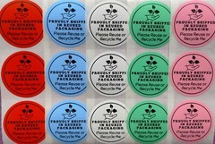 RECYCLED PACKAGING STICKERS 2″ LABELS SHIPPING SEALS THANK YOU SCRATCH RESISTANT