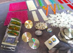 Craft Embellishments Lot Hologram/Prism Junk Jewelry, Bling Rhinestone Stick-Ons