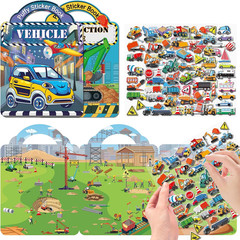 2 Pack Puffy Sticker Books for Kids Ages 3-5, Construction Truck and Vehicle Car
